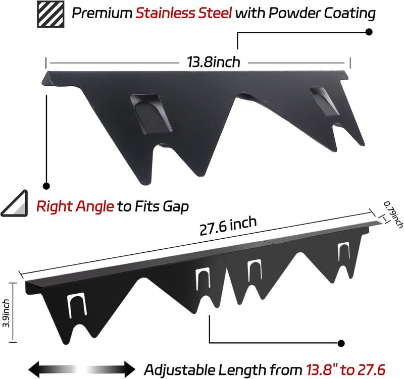 Cleaneat Stainless Steel Stove Gap Covers (2 Pack), Stove Gap Filler, Stove Counter Gap Guards for Kitchen, Range Trim Kit, Easy Clean with Heat Resistant, Adjustable Length 13.8” to 27.6”, Width 0.79" - Image 3